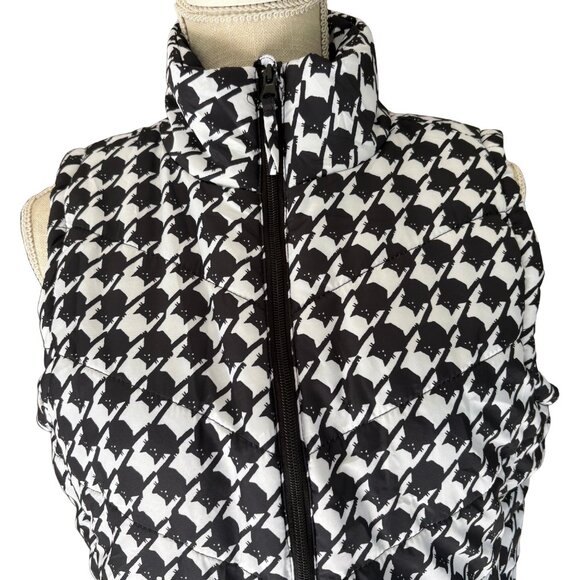 Jason Maxwell Cat Print Quilted Puffer Vest Women’s M Black White - Picture 1 of 10